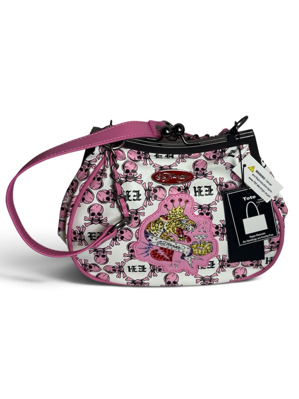 Ed Hardy Pink Skull Print Shoulder Bag NWT